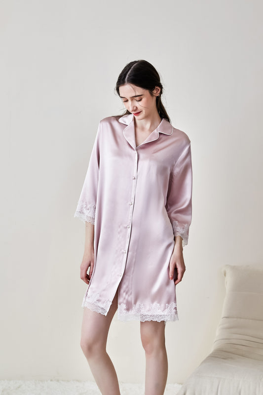 16-Momme Mulberry Silk Nightdress Robe – Women’s Sleepwear