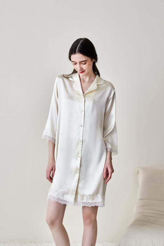 16-Momme Mulberry Silk Nightdress Robe – Women’s Sleepwear
