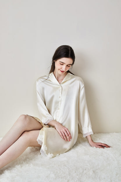 16-Momme Mulberry Silk Nightdress Robe – Women’s Sleepwear